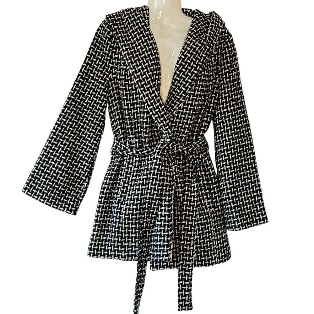 Jack by BB Dakota Ilora Wool Blend Hooded Jacket Oversized Welt Pockets Small